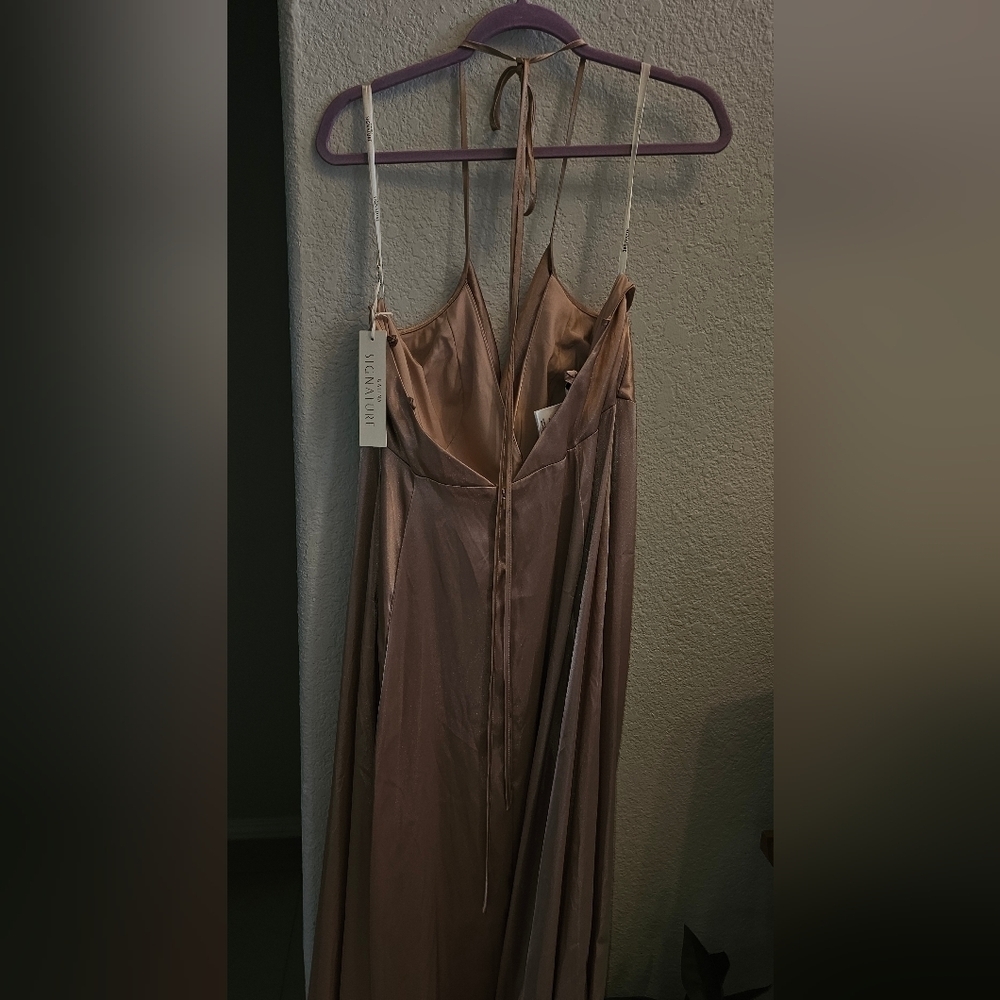 GALINA SIGNATURE CHARMEUSE COWL NECK SATIN DRESS COLOR SAND PALE PINK SZ 16 NEW - Picture 11 of 11